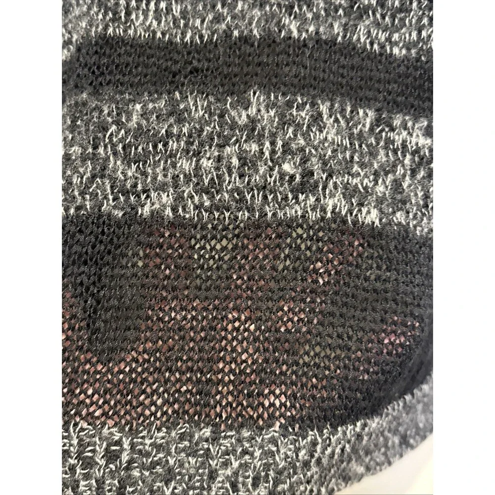 Alice + Olivia Women's M Gray Black Colorblock Linen Blend Open Knit Sweater